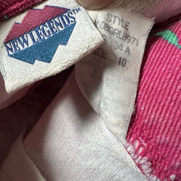 Vintage 90s New Legends Pink Floral Denim Casual High Waist Shorts Jorts 10Y - Picture 4 of 7